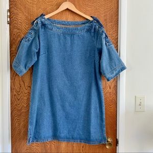 Anthro Maeve NWOT Denim Lace-up Sleeve Dress